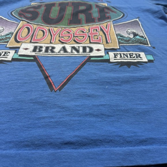 Vintage Surf Odyssey Shirt Mens Medium Blue Surf Graphic Tee 90s Retro - Picture 4 of 6